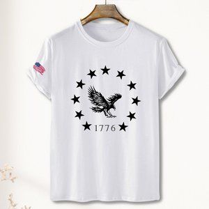 USA 1776 Distressed Men T-Shirt Cotton- Men Patriotic T Shirt American Flag